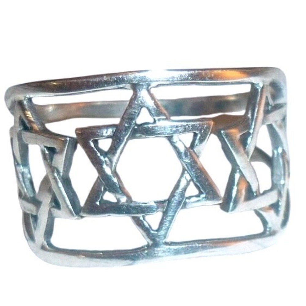 Sterling Silver Star of David Ring 925 Judaica Magen David Eternity Band sz 7.5